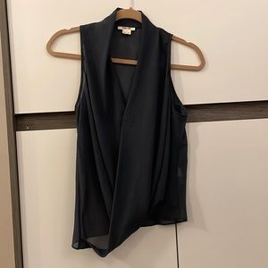 Helmut Lang asymmetrical deep v neck blouse
